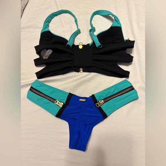 Victoria's Secret Blue and Black Color-Block Bikini - Picture 5 of 5